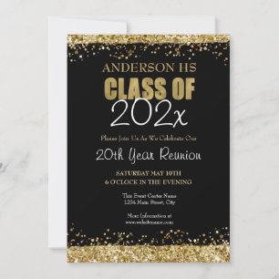 Schwarz und Gold 20-jährige Jubiläumsschule Einlad Einladung