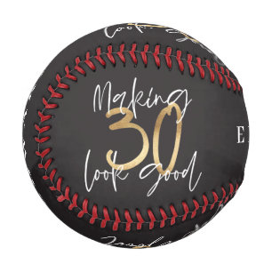 Schwarz und Gold 30. Geburtstag Moderner Chic Baseball