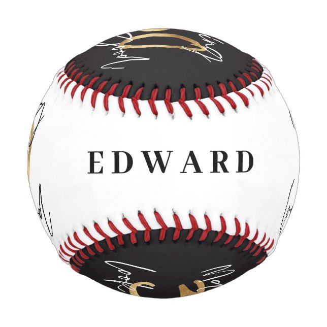 Schwarz und Gold 30. Geburtstag Moderner Chic Baseball (Rückseite)