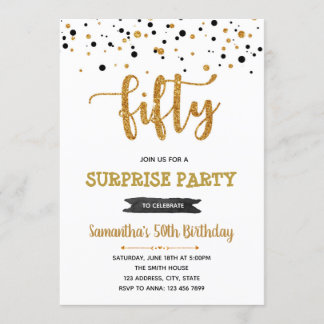Schwarz und Gold 50. Geburtstagsfeier Einladung