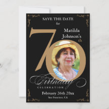 Schwarz und Gold 70. Geburtstag Save the Date kund