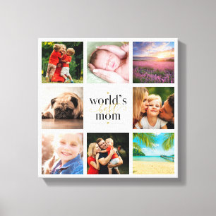 Schwarz und Gold 8 Foto-Collage Weltbeste Mutter Leinwanddruck