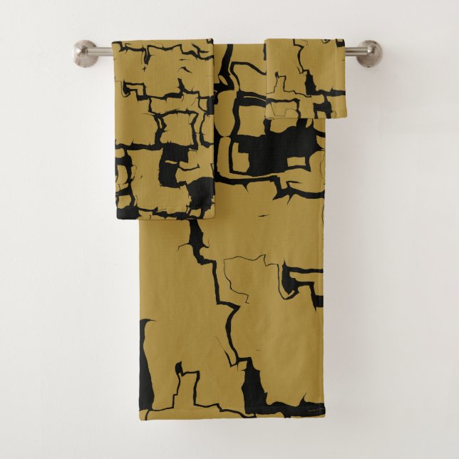 Schwarz und Gold abstrakt Badhandtuch Set (Insitu)