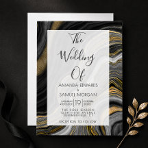 Schwarz und Gold Agate Moderne Hochzeit