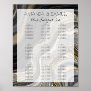 Schwarz und Gold Agate Moderne Hochzeit Poster