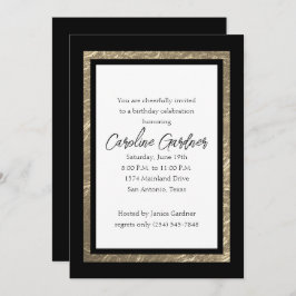 Schwarz und Gold als Geburtstag Einladung
