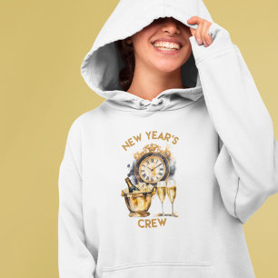 Schwarz und Gold Aquarell Neujahrs-Crew Hoodie