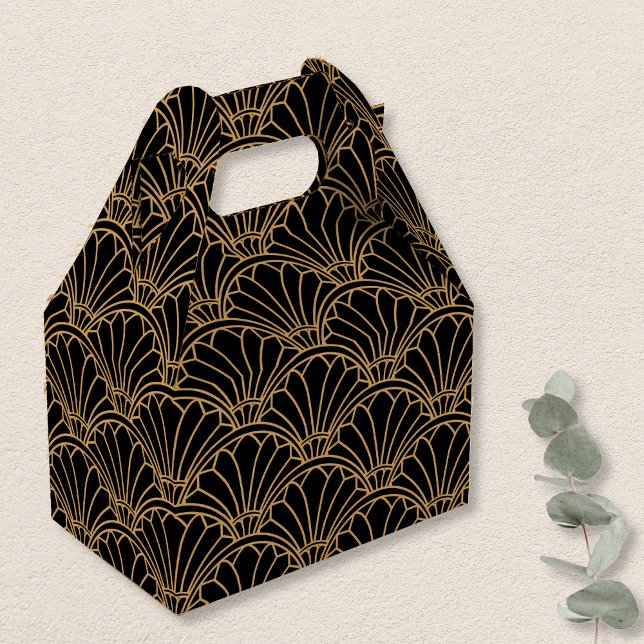 Schwarz und Gold Art Deco Fan Blume Motif Geschenkschachtel (Von Creator hochgeladen)