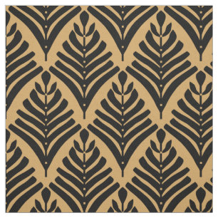 Schwarz und Gold Art Deco Lüftermuster Blume Stoff