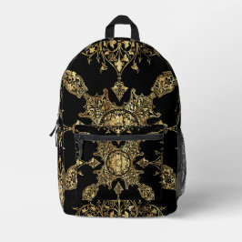 Schwarz und Gold Bedruckter Rucksack