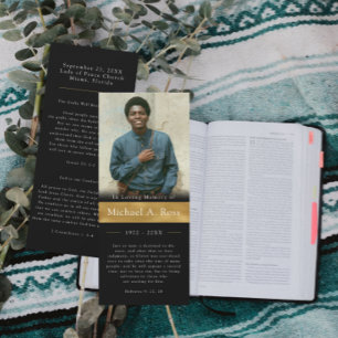 Schwarz und Gold Beerdigungskarte für das Foto Einladung