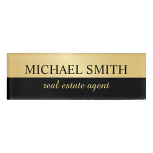 Schwarz und Gold Beruflich Personalisiert Namenschild