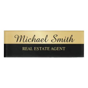 Schwarz und Gold Beruflich Personalisiert Namenschild