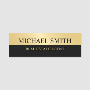 Schwarz und Gold Beruflich Personalisiert Namensschild
