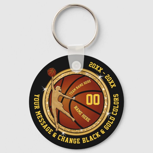 Schwarz und Gold billig Basketball Geschenke für M Schlüsselanhänger (Vorderseite)