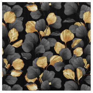 Schwarz und Gold Blätter. Muster Stoff