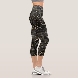 Schwarz und Gold Capri Leggings