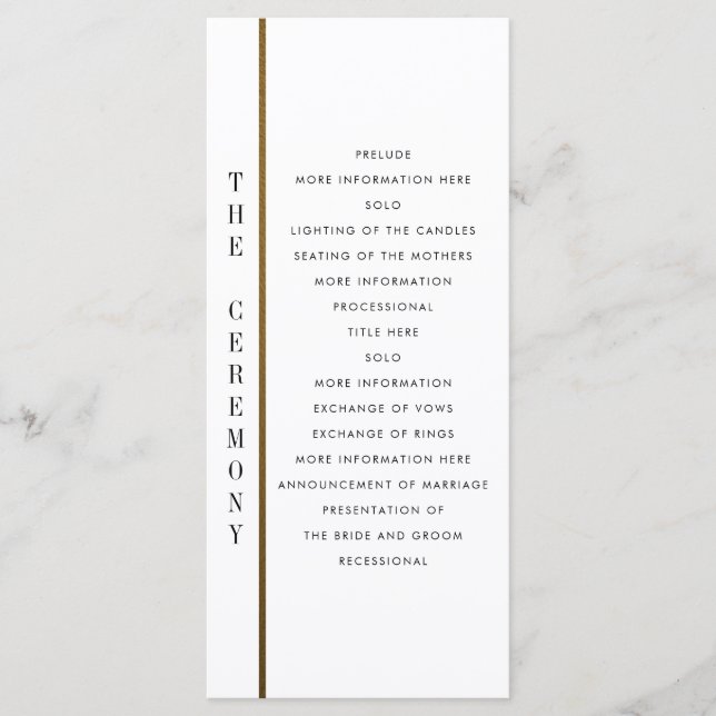 Schwarz und Gold | Custom Wedding Program Programm (Vorderseite)