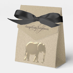 Schwarz und Gold Elefant Elegant Mit Monogramm Geschenkschachtel
