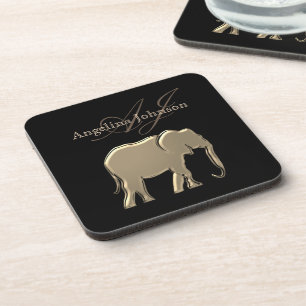 Schwarz und Gold Elefant Moderne Elegante Mit Mono Untersetzer