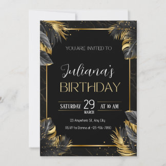 Schwarz und Gold elegant Einladung