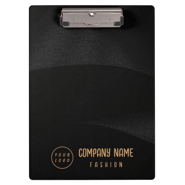 Schwarz und Gold elegant Klemmbrett (Vorderseite)