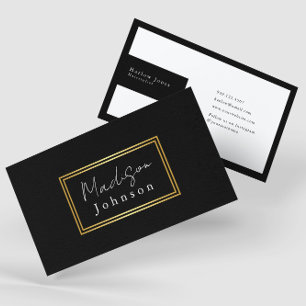 Schwarz und Gold Elegant Minimalistisch Visitenkarte