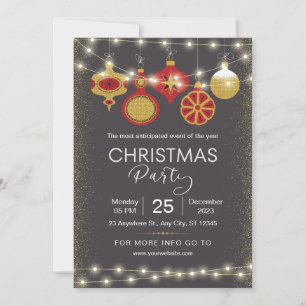Schwarz und Gold Eleganter Weihnachts-Party Flyer Einladung