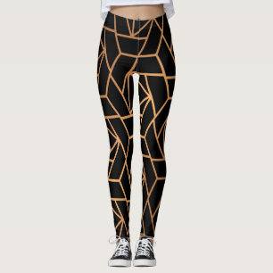Schwarz und Gold Elegantes Muster Leggings