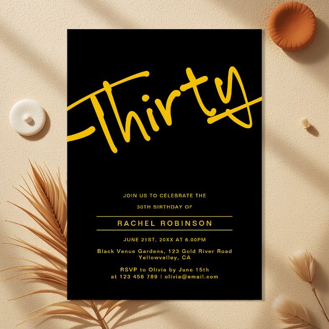 Schwarz und Gold Erwachsene 30. Geburtstag Party Einladung (Von Creator hochgeladen)