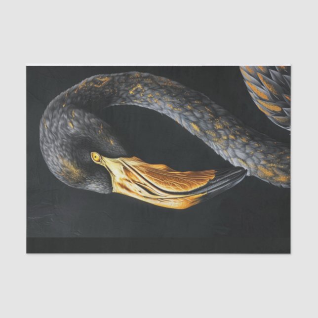 Schwarz und Gold Flamingo3 Seidenpapier (Vorderseite)