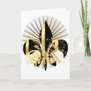 Schwarz und Gold Fleur de Lis Karte