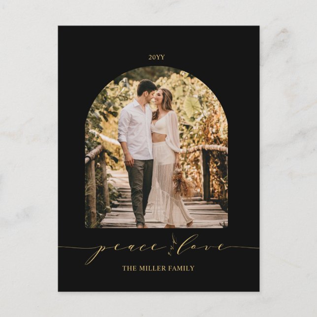 Schwarz und Gold | Frieden und Liebe Weihnachten F (Vorderseite)