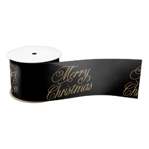 Schwarz und Gold Frohe Weihnachten Satinband