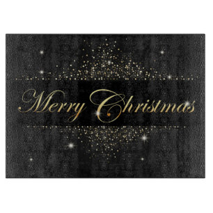 Schwarz und Gold Frohe Weihnachten Schneidebrett
