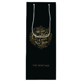 Schwarz und Gold Frohe Weihnachten und Glück im ne Geschenktüte Für Weinflaschen