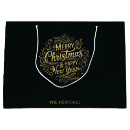 Schwarz und Gold Frohe Weihnachten und Glück im ne Große Geschenktüte