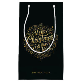 Schwarz und Gold Frohe Weihnachten und Glück im ne Kleine Geschenktüte