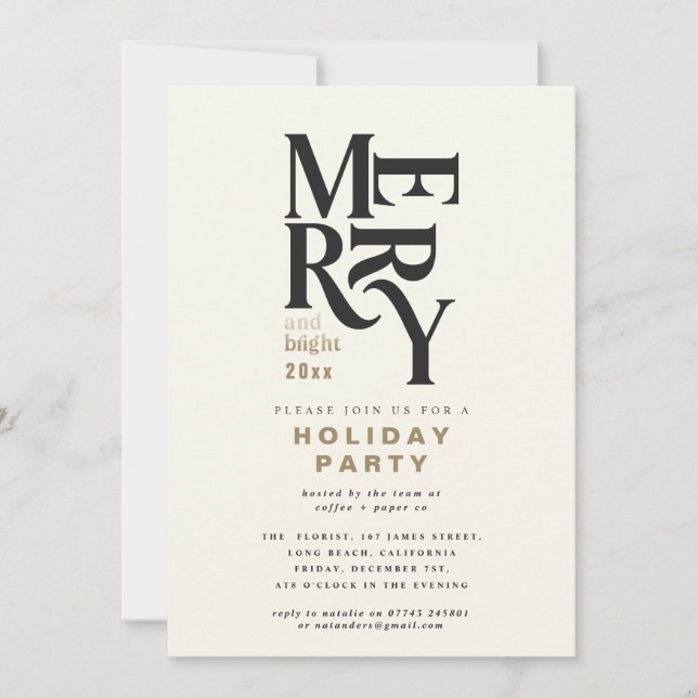 Schwarz und Gold fröhliches und helles Weihnachts- (Vorderseite)