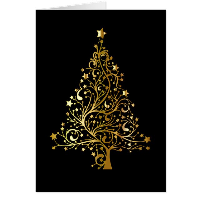 Schwarz und Gold Funkelnd Weihnachtsbaumdesign (Vorne)