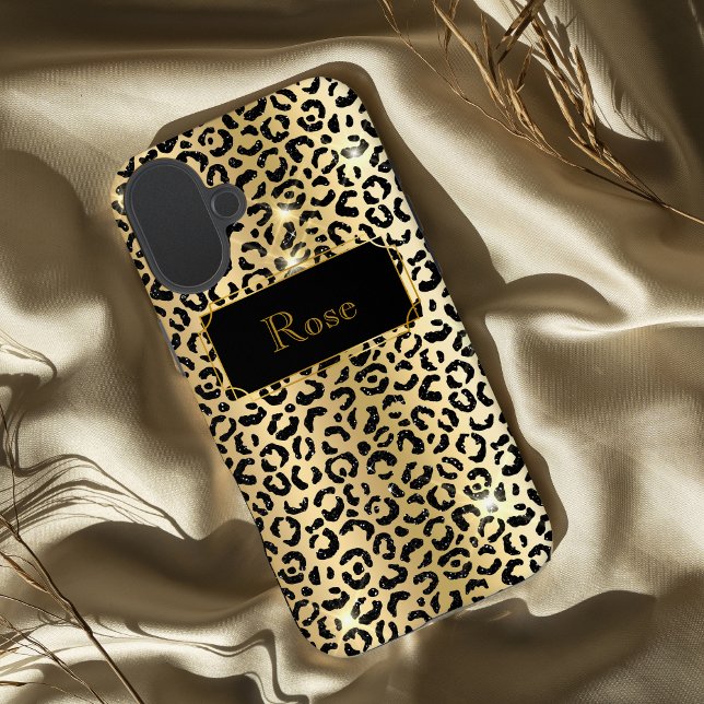 Schwarz und Gold glamouröser Leparddruck Case-Mate iPhone Hülle (Von Creator hochgeladen)