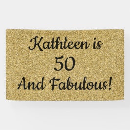 Schwarz und Gold Glitzer Fünfzig und toller Geburt Banner