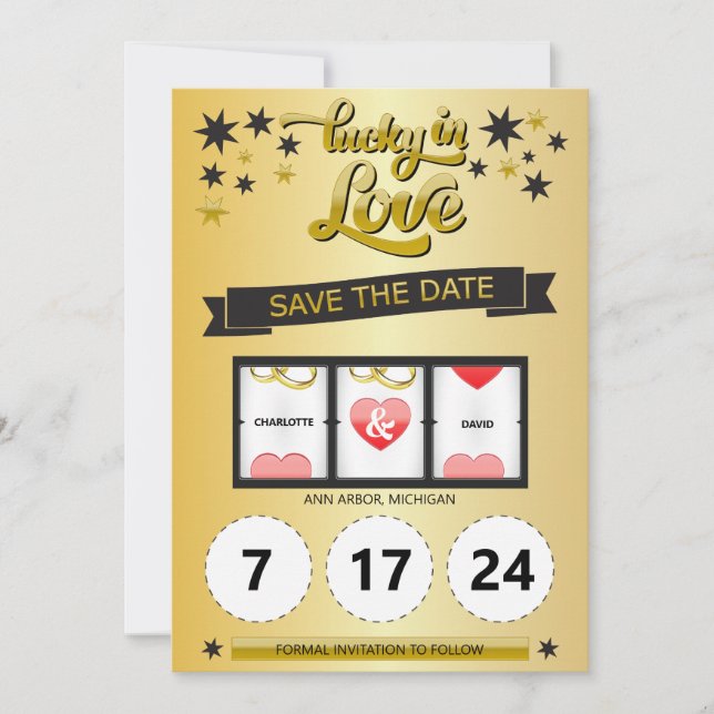 Schwarz und Gold - Glück in der Liebe Save the Dat Save The Date (Vorderseite)
