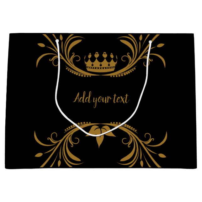 Schwarz und Gold Große Geschenktüte (Vorderseite)