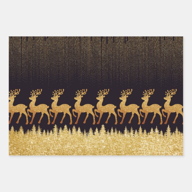 Schwarz und Gold, halbglänzend Geschenkpapier Set (Vorderseite)