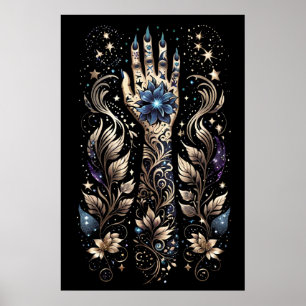 Schwarz und Gold Hand Tattoo Poster