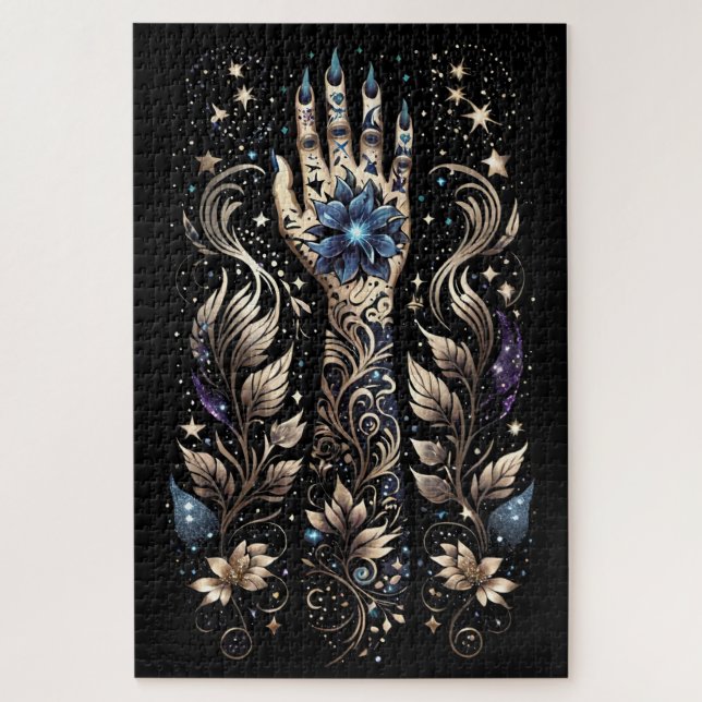 Schwarz und Gold Hand Tattoo Puzzle (Vertikal)