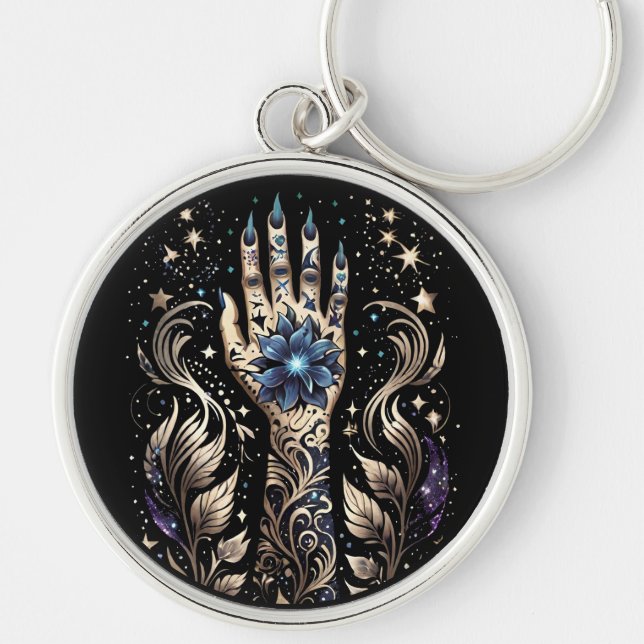 Schwarz und Gold Hand Tattoo Schlüsselanhänger (Vorne)