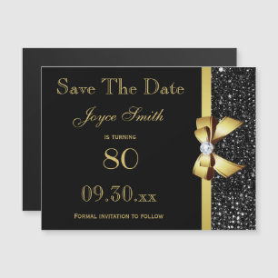 Schwarz und Gold jeden Geburtstag Save the Date Magneteinladung