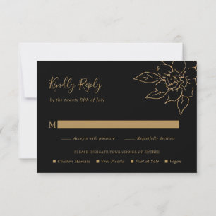Schwarz und Gold LIne Art Städtische Badeanstalt RSVP Karte